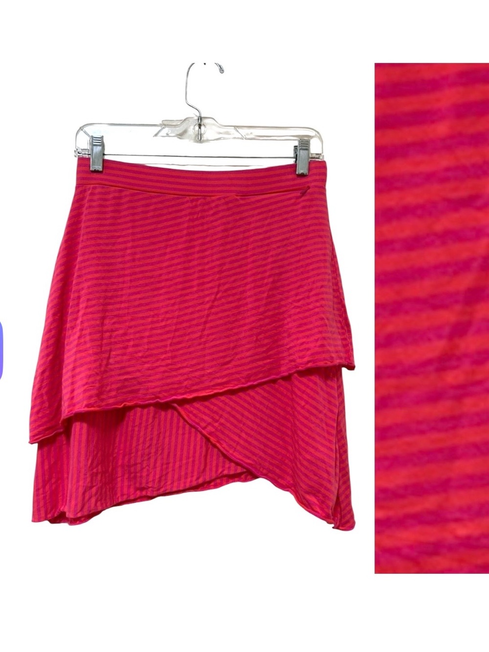 Dakini Athletic Skirt Pink Purple Stripe Asymmetrical Hem Size S